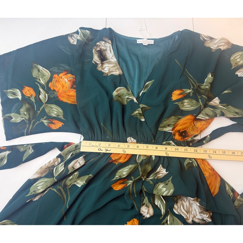 Baltic Born Kia Kimono Maxi Dress Womens XS Deep Topaz Floral Green V-Neck New - Picture 8 of 11